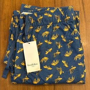 Goodfellow Blue Pajama Pants with Yellow Fish Print